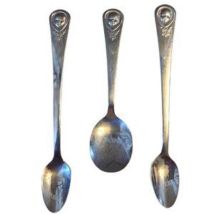 3 Oneida Gerber Baby Spoons Learning 1985 Silver-tone Vtg 1985